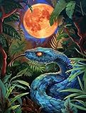 CLIT Lunar Blue Python Paint by Numbers Kit for Adults Beginner,5D DIY Diamond Art KitsCrawling Animal,Paint by Number Without Frame Home Wall Decor 12 * 16Inch