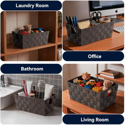 Image of Whitmor Woven Strap Small Storage Tote - Espresso (6581-2712-ESPR)