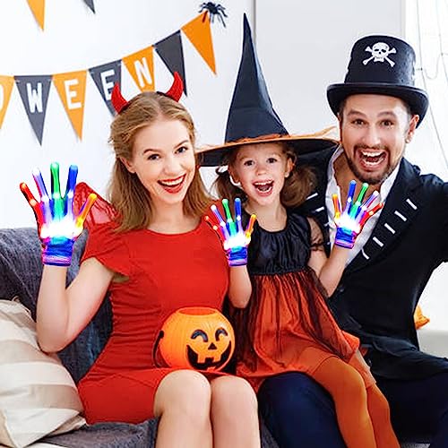Cotruere Led Light Up Gloves Rainbow Easter Gifts For Kids And Adults Rave Light Glowing Gloves Cool Toys Stocking Stuffers Halloween Christmas Easter Birthday Parties thumb #3