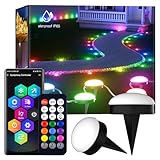 MIHEAL Outdoor Ground Lights, Smart RGB Pathway Lights, IP65 Waterproof Landscape Lighting, Halloween Outdoor Decoration for Garden, Yard, Patio, Lawn Decor USB...