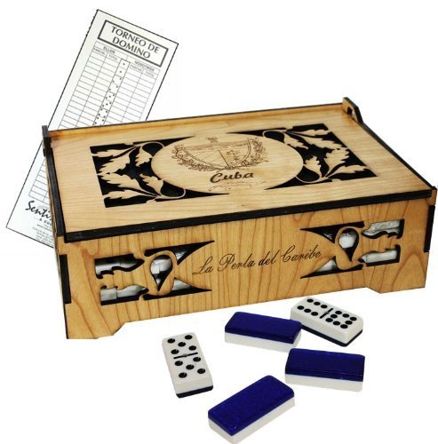 Cuban Style Domino Deluxe Double Nine Set in a Beautifully carved wood box. Score Pad Included