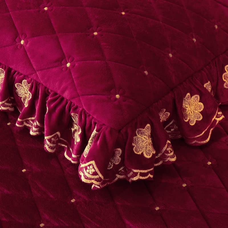 Taies d'oreiller lit velours broderie ensemble dormir rectangle décor maison - 5