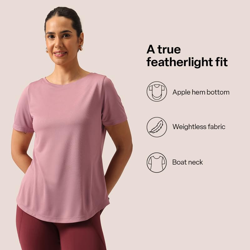 Image of BlissClub CloudFlex Apple Hem Tee, Weightless Comfort All Day Long, Round Neck, Sleeveless Design, Feels Like Second Skin,Flattering fit,Insanely Lightweight