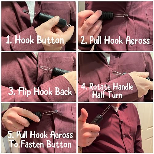 UniGrip 2 in 1 Button Hook and Zipper Pull. One Hand Button aid Dressing Assist Device. Adaptive aid Helps with Dressing oneself After arm Injury, Arthritis, Stroke, Parkinson's or Other Disability. - Image 4