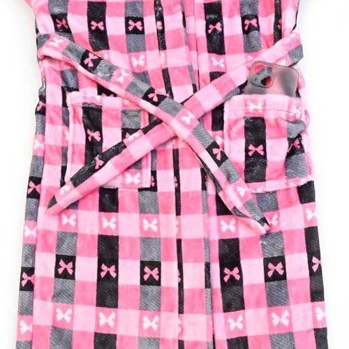 Image of Jxstar Girls Bathrobes Kids Long Hooded Robes Plush Full Length Coral Fleece Pajamas Sleepwear