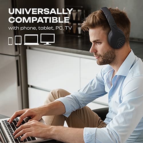 Image of Wireless Bluetooth Headphones, PowerLocus Bluetooth Headphones Over Ear, Super Bass Hi-Fi Stereo, Soft Earmuffs, Foldable Wireless and Wired with Mic for Cell Phones, Online Class, Home Office, PC,TV