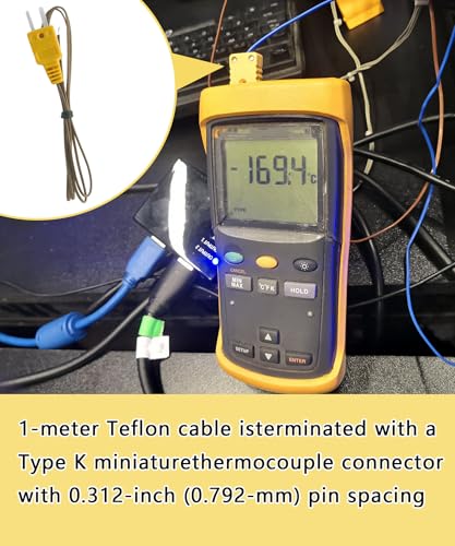 GIBACAD 80PK-1 K-Type Temperature Bead Probe Compatible with Fluke Multimeter,-40 to 260°C Temperature Line with Connector(1-Meter Long)