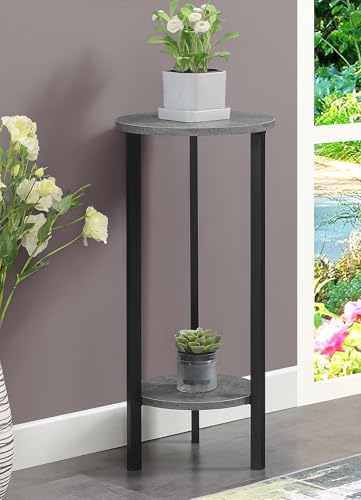 Convenience Concepts 111253CMBL Graystone 31 Inch 2 Tier Plant Stand, Cement/Black thumb #1