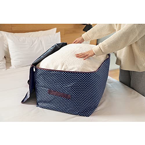 DOKEHOM 105L Large Underbed Clothes Storage Bag with Zip, Moisture Proof (Blue)