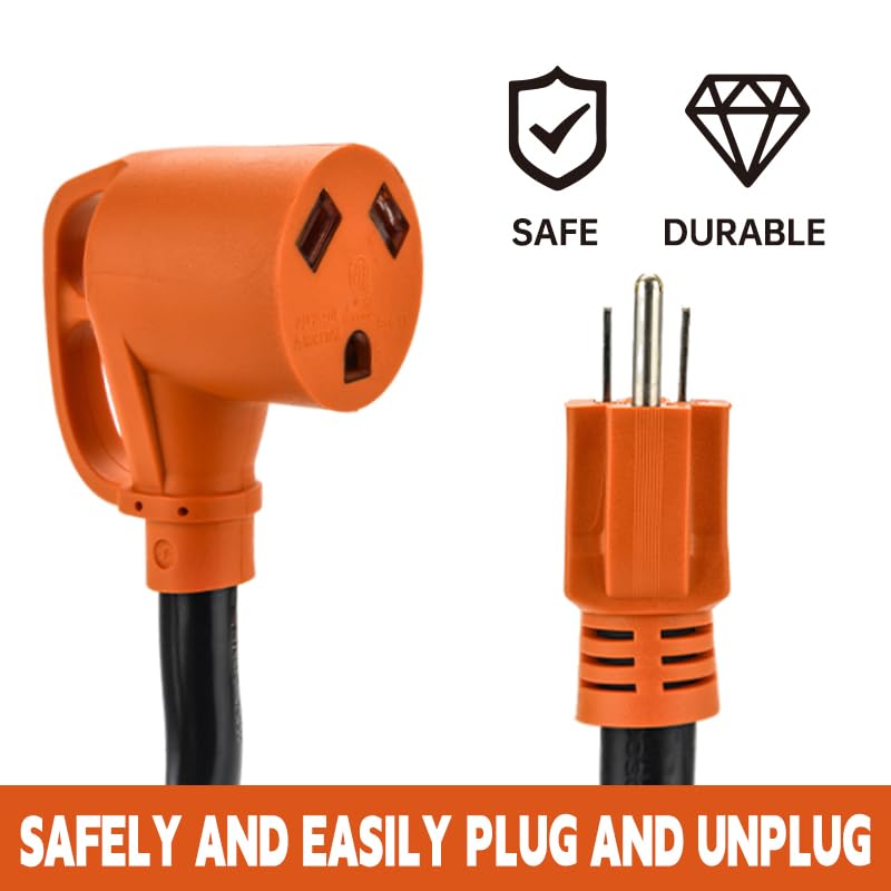 Image of RV Power Adapter Cord, 15 Amp to 30 Amp 110V NEMA 5-15P Male to TT-30R Female Electrical Power Dogbone with Grip Handle, Heavy-Duty STW 10 Gauge for RV Trailer Camper, ETL Listed