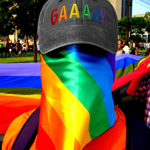 Image of Gay Pride Trucker Hat for Men and Women Rainbow LGBT Embroidered Adjustable Washable Baseball Cap Accessories Gifts