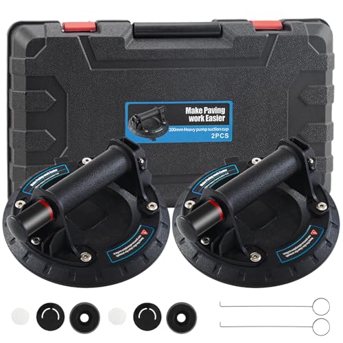 YUENGJGI 2 Pack 8' Elevador de Vidrio con Ventosas Potentes, para Uso en Vidrio Pesado, Azulejos y Manipulación de Materiales Industriales (Capacidad de Carga Aproximada: 150kg/330lbs)