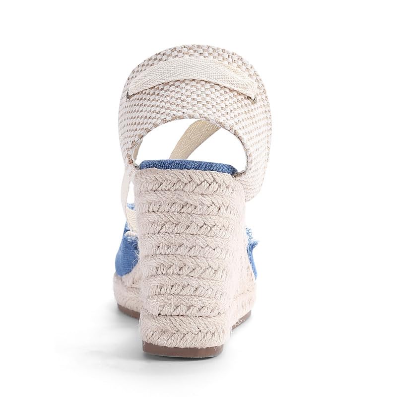 Image of Womens Espadrille Wedge Sandals Closed Toe Platform Lace Up Ankle Strap Slingback Summer Dress Shoes