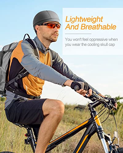 9 Pcs Cooling Skull Cap Camo Liner Sweat Wicking Cap Lightweight Cycling Cap Running Head Cap For Men Women (Black) #TOP3