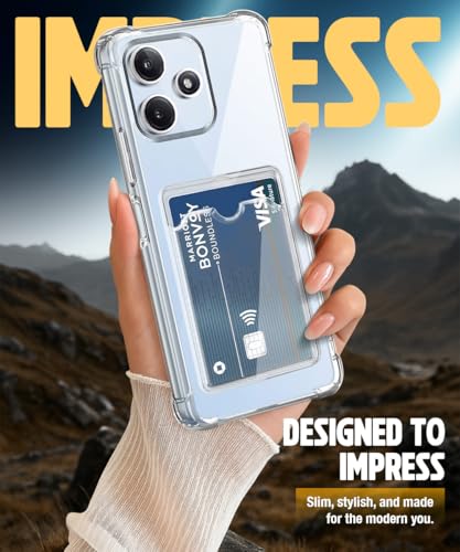 Image of WOW IMAGINE Transparent Back Cover Case for Mi Redmi 12 4G | Flexible Built-in Slim Card Pockets Wallet | 360 Camera Protection TPU | Soft Silicone Mobile Cover - Transparent