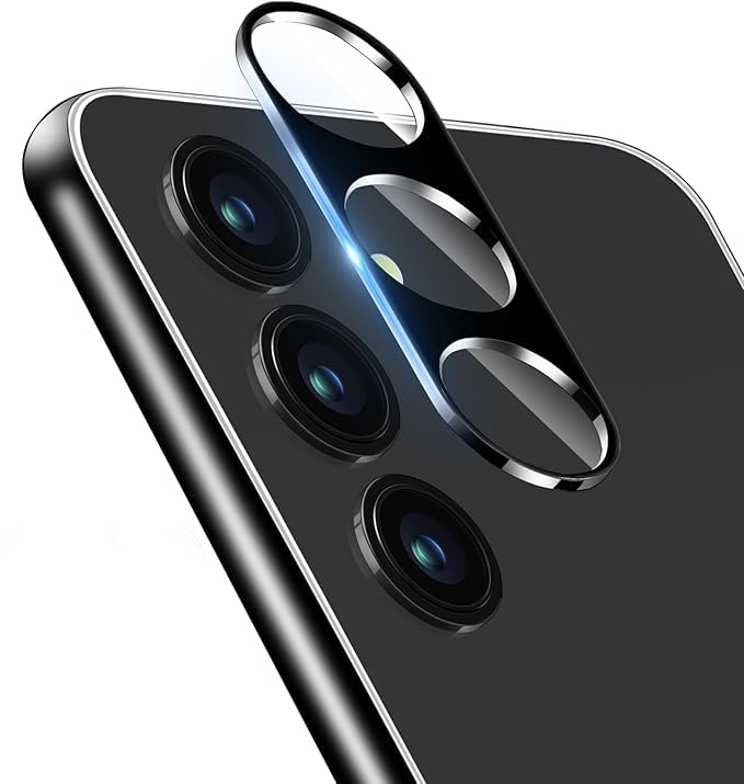 Image of Xmon Camera Lens Protector for Samsung Galaxy S23 Plus (1 Pack) - 3D Premium Tempered Glass, Ultra-Clear, Anti-Scratch, Easy Installation - Black Galaxy S23 Plus