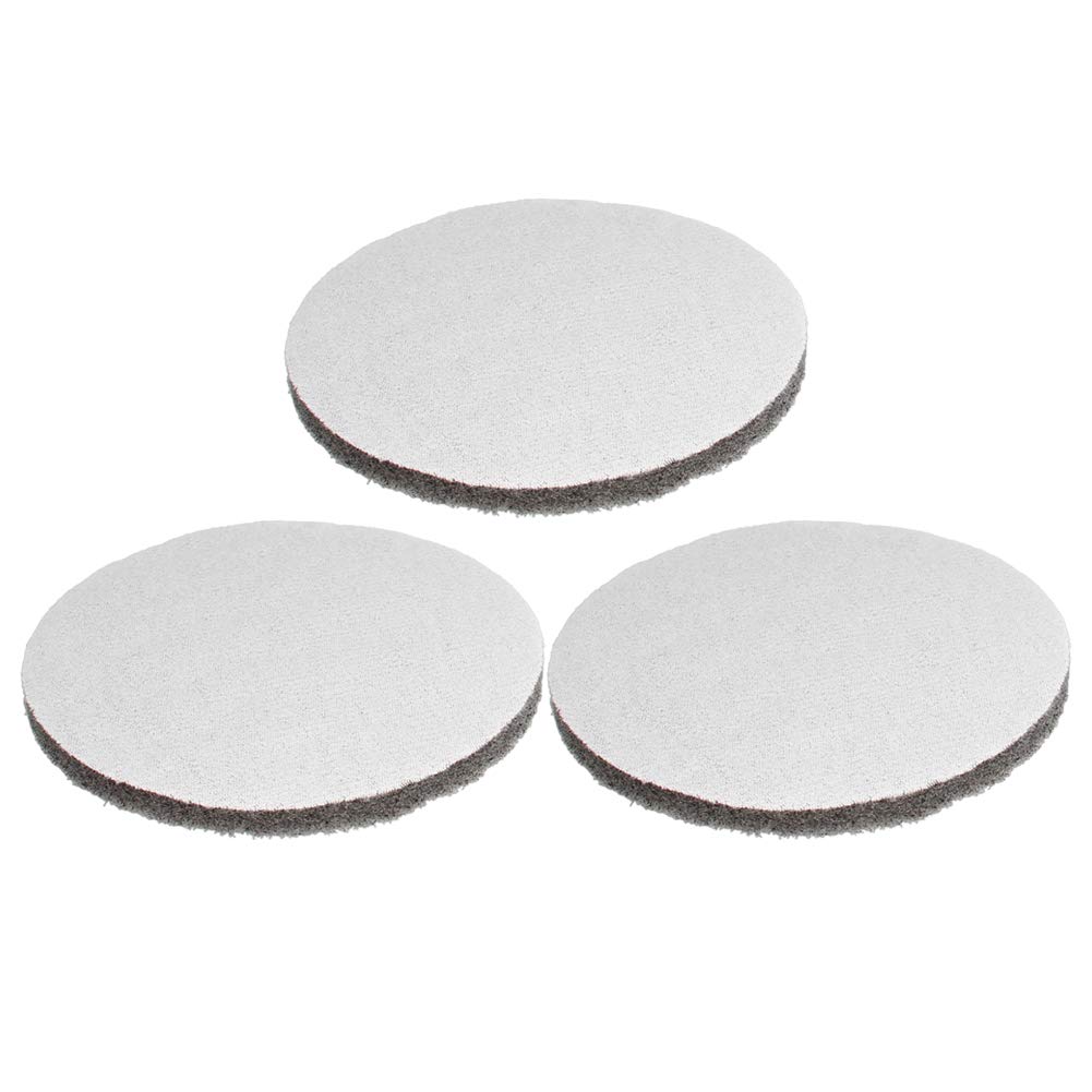 Utoolmart 5inch Replacement Scrubbing Pads 1500 Grit Disc Flocking Round Drill Powered Brush Tile Scrubber Hook and Loop Industrial for Kitchen Bathroom Auto Cleaning Tool Brown 3pcs