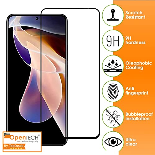 Image of OpenTech Military-Grade Tempered Glass Screen Protector Compatible for Xiaomi Redmi K50i / Note 11T Pro /Note 11T Pro Plus with Edge to Edge Coverage and Easy Installation kit