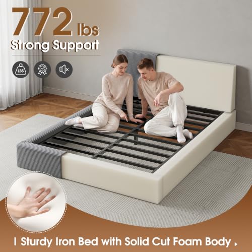 Image of EnHomee Cloud Bed Frame Queen Size with Adjustable Headboard