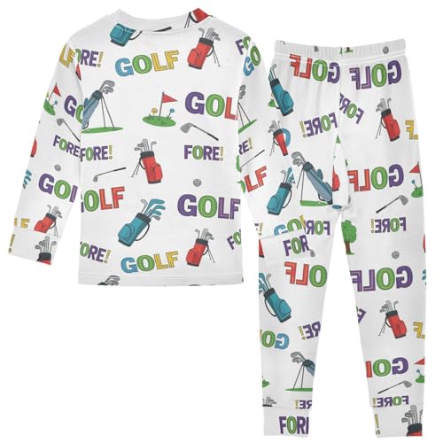 Pajama Sets Long Sleeve Golf Themed Pattern Prints Soft Comfy Sleepwear 2 Piece PJS 3-8T3