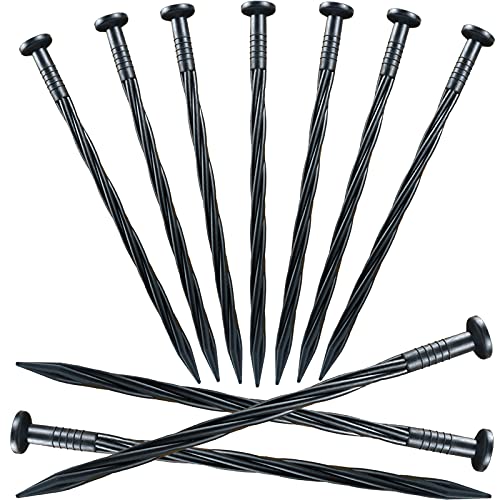 80 Pcs 8 Inch Plastic Edging Nails Spiral Landscape Fabric Edging Anchoring Stakes Nylon Landscaping Anchoring Spikes Garden Lawn Yard Spikes for Weed Barrier Paver Edging Artificial