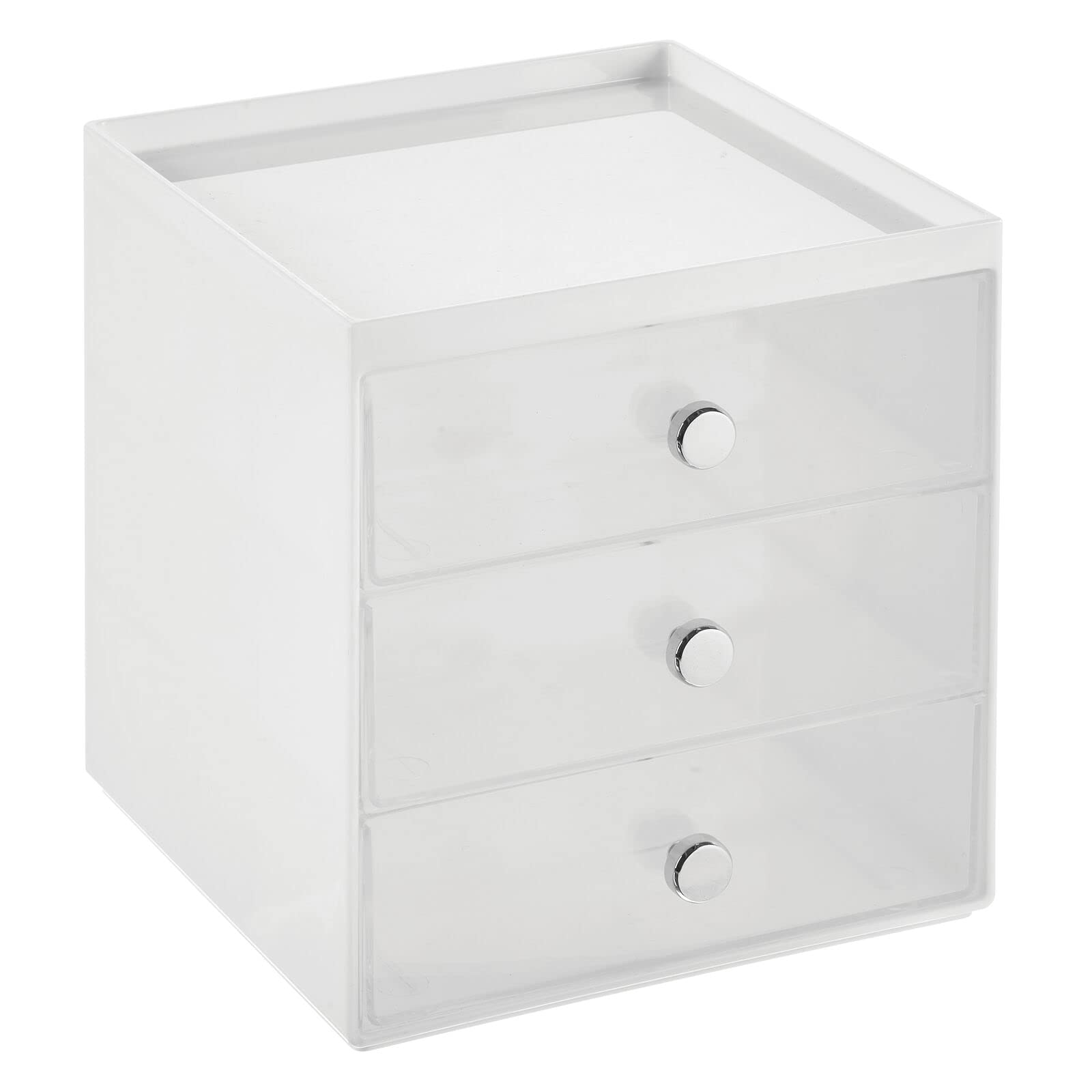 mDesign Makeup Organizer Storage Cube with 3 Drawers