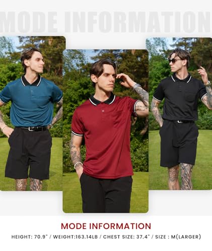 GEEK LIGHTING 3 Pack Mens Polo Shirts Short Sleeve Athletic Polo for Men Casual Moisture Wicking T-Shirts with Pocket2