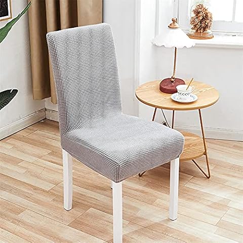 oxiang Chair Covers For Dining Chairs 4 Or 6 Polyester Fiber Elastic Stool Cover Hotel Restaurant Chair Antifouling Cover-light grey_4 PCS Cover
