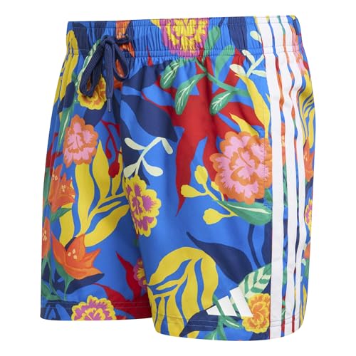 adidas Homme Mexicana Florals 3 Stripes Swim 5 inch Swimwear, Glory Blue/White, S