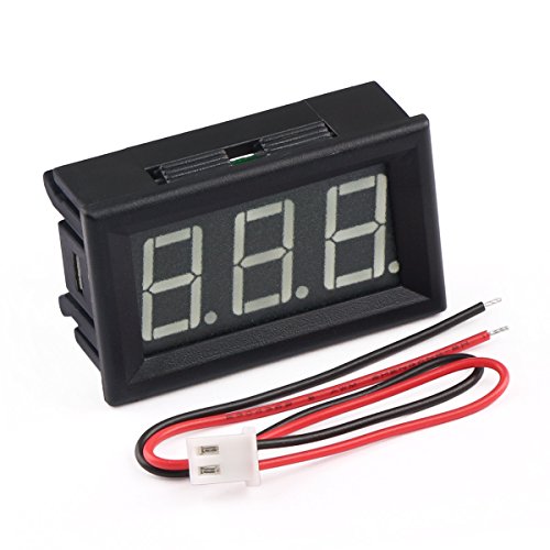 DROK® Digital Voltmeter DC 3.5-30V Volt Gauge 12V/24V Voltage Tester Green LED Display 2 Wires for Car Vehicle Solar Boat Battery Voltage Monitoring