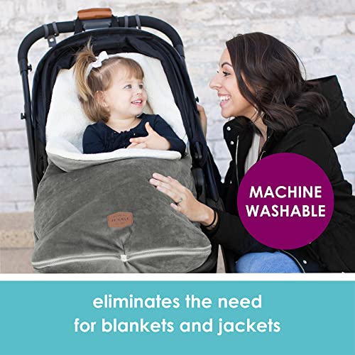 Image of JJ Cole Bundle Me Winter Toddler Car Seat Cover and Bunting Bag - Original - Weather Resistant Baby Carrier and Stroller Cover - Stroller Accessories and Winter Baby Essentials - Graphite Gray