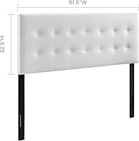 Vista 2 de Cabecero de cama individual, Modway Emily, tapizado en vinilo de color blanco, Tela, Blanco (White Vinyl)