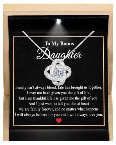 Larvincy Bonus Daughter Gifts from Stepdad Stepmom With Heartfelt Message & Elegant Box - Jewelry Gifts For Stepdaughter To My Bonus Daughter Necklace On Birthday Graduation Wedding Christmas & More