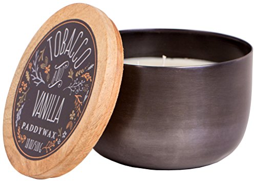 Paddywax Foundry Collection Scented Soy Wax Candle in Gunmetal, 18-Ounce, Tobacco & Vanilla