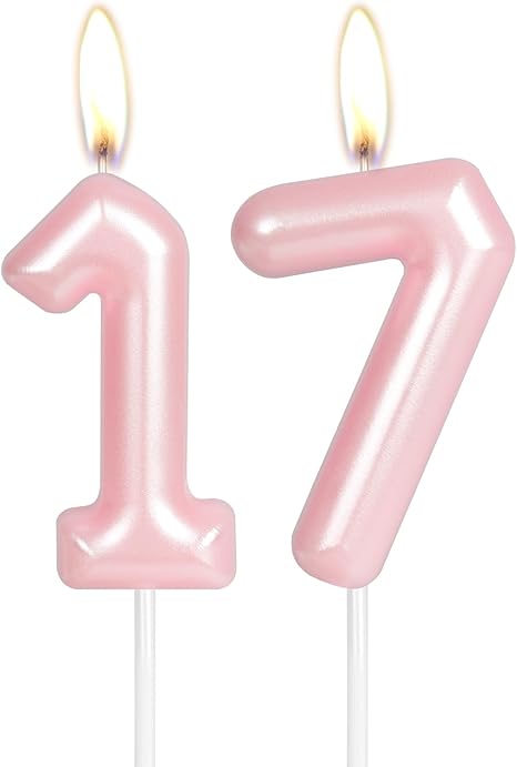 mciskin Hot Pink 17th Birthday Number Candle, Pink Birthday Decorations ...