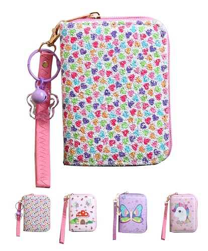 Image of AACKS Flower Wallets with Strap Little Girls Flower Coin Pouch Small Cute Wallet for Teen Girls with Coin Pocket Cherry Fruit Wallet