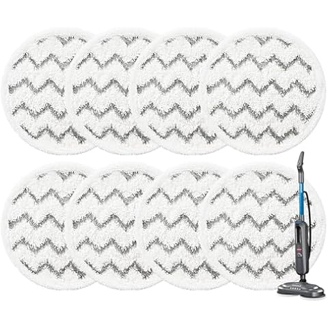 Avaenzo 8 Pack 3897A Pads Fit for Bissell SpinWave SmartSteam Scrubbing Steam Mop Cleaner 3897A Rotating Mop Pads 3712 3712W, Part No 1641112(8 Scrub Mop) Cover