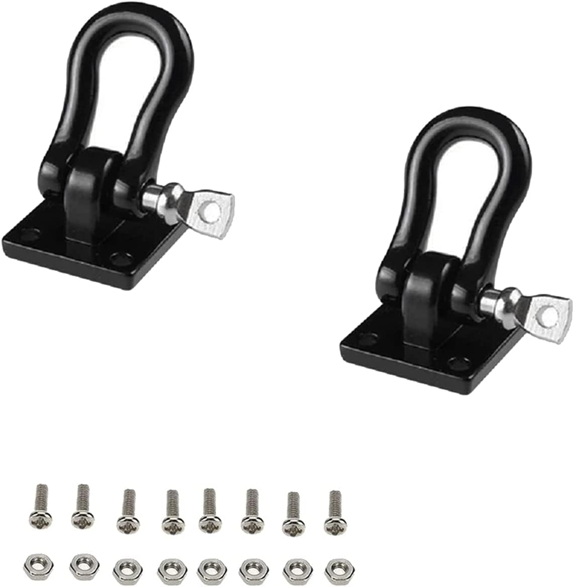 4Pack Black Metal RC Crawler Trailer Tow Hook Hooks Buckle Winch D Shackles RC Decorations Accessories Compatible with 1/10 Scale RC Crawler Car Truck TRX4 D90 SCX10