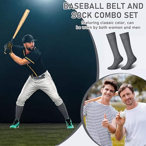 Image of Zhanmai Baseball Belt and Socks Combo, Adjustable Elastic Belt and Softball Socks, Multiple Sizes for Youth Boys Girls, Adult