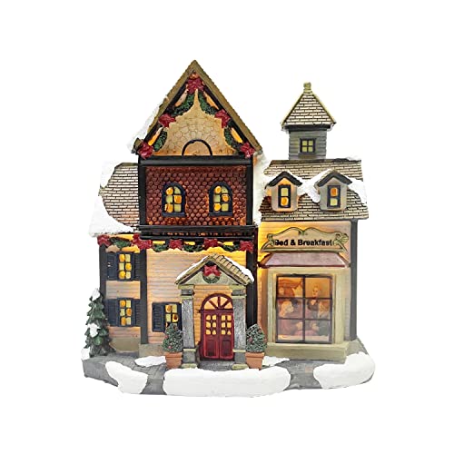 MOMENTS IN TIME Christmas Village Building, Bed and Breakfast with LED Lights - Battery Operated (not Included) (8.5' H x 8.3' W x 5.5' D)