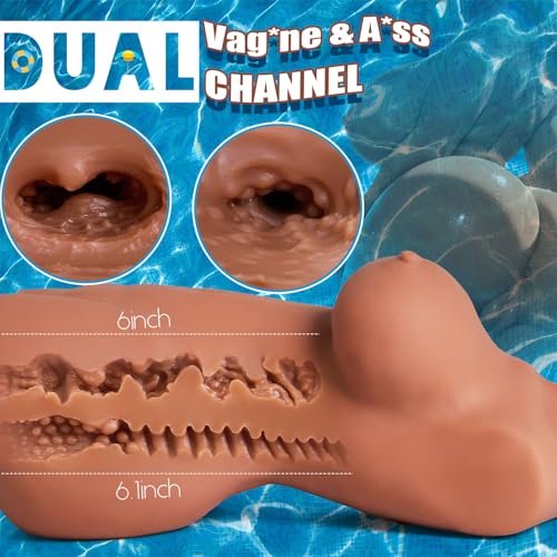 Image of Sex Doll with 3D Textured Vagina & Anal and Boobs, 10.7LB, Brown | 3 in 1 Torso Masturbator Love Doll, Pocket Pussy Ass Male Sex Toy for Men Masturbation