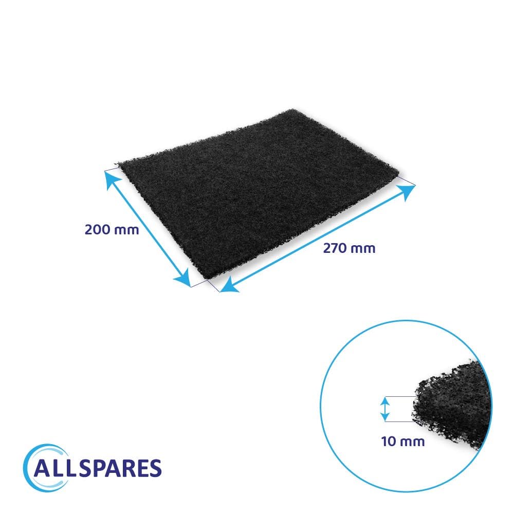 AllSpares Filtro de carbón activo para campanas extractoras | Compatible con Airone PCR1, CARMEN, FENICE, LORELEY, RAFFAELLO, ACFCRETT28X20X1002 | 200 x 270 x 10 mm