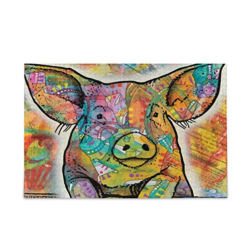 Qilmy Jigsaw Puzzles for Adults or Kids 500 Piece,Funny Colorful Pig Piggy Ntellectual Decompression Fun Family Puzzles Game for Christmas Holiday Toy Gift