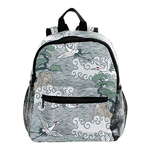 Mochila para niños con grúas voladoras y pinos  ligera  para y niñas