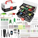 213-Teiliges Angelzubehör-Set,Angelkoffer mit Zubehör Angelset mit Blei-Gewichten,Haken,Angelköder,Angelausrüstung Komplett Anfänger Profi für Barsch,Bluegill,Crappie,Angeln