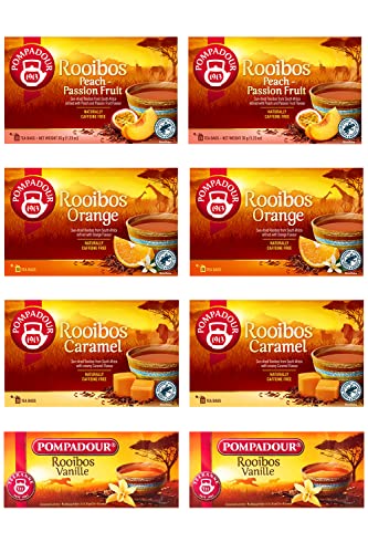 ポンパドール ルイボスティー 1箱20TB入り アソート4種セット(ピーチ&パッションフルーツ、スウィートオレンジ、キャラメル、バニラ)各2個ずつ 計8個セット