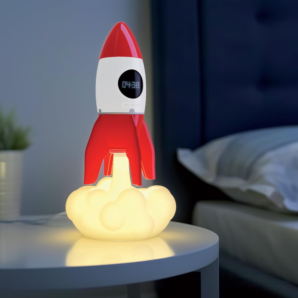 Xanlite - Veilleuse Projecteur LED Starlite - 4 Disques Interchangeables - Projection Planétariums - Horloge et Animations LED Intégrées - Rechargeable USB