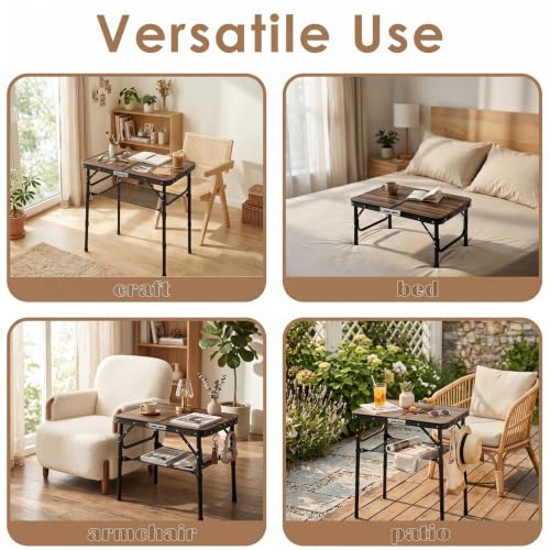 Image of Folding TV Dinner Tray Table, Adjustable Height Sofa Snack Table