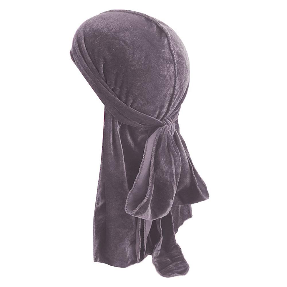Magik Unisex Gold Velvet Durag Hat Cap Premium Design Doo Rag Braids Bicycle Dance Gray 1 Pack