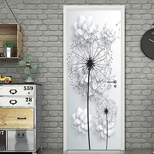 Autocollant Porte Effet 3D Floral - Décoration Murale Facile à Poser